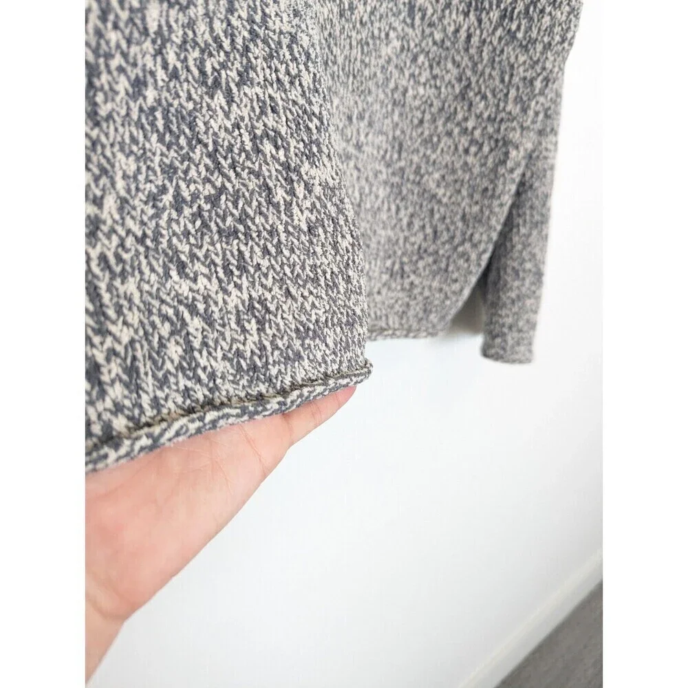 J JILL Pullover Sweater Womens Size L Gray Marled Long Sleeve Chunky Knit Casual